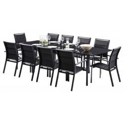 Ensemble Modulo Full Verre Table 6/10 places + 10 Fauteuils