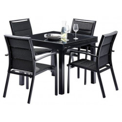 Ensemble Modulo Full Verre Table 4/8 places + 4 Fauteuils