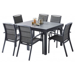 Ensemble Modulo Full Alu Table 6/10 places + 6 Fauteuils