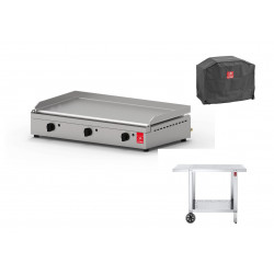 Plancha Inox Alfa 800 Lisse + Chariot + Housse de protection - PLANET