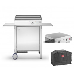 Plancha Inox Chef 55 ELEC Lisse + Chariot fermé + Couvercle + Housse de protection - PLANET