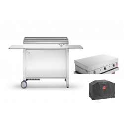 Plancha Inox Chef 80 ELEC Lisse + Chariot fermé + Couvercle + Housse - PLANET