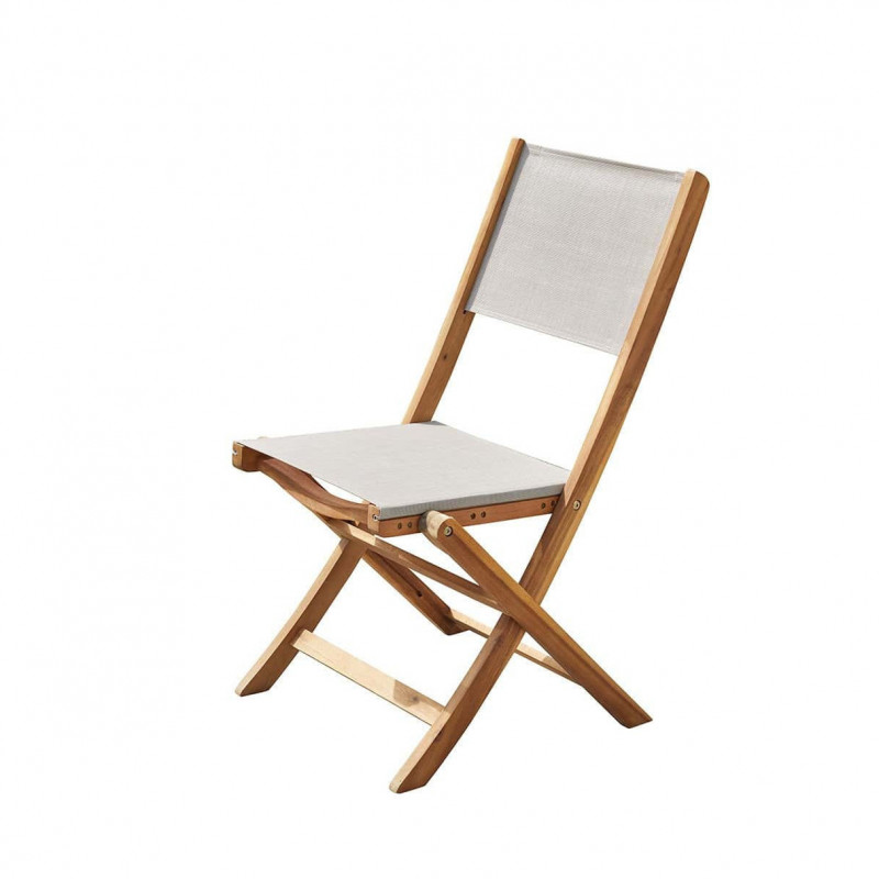 chaise pliante acacia et textilène gris